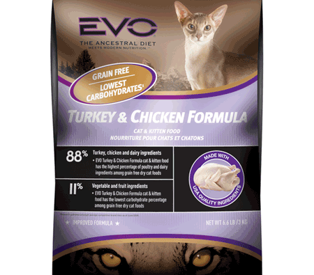 Turkey & Chicken Formula Dry Cat & Kitten Food from Evo